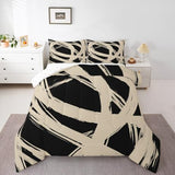 Erosebridal Beige and Black Abstarct Queen Comforter Set for Adult Women Men, Geometric Striped Bedding Set for Minimalists,Graffiti Aesthetic Lines Quilt,Contemporary Boho Modern Art Duvet Insert Erosebridal