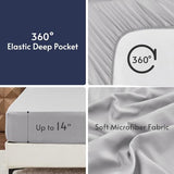 MUXHOMO 5 Pieces Twin Comforter Set, Reversible Bed in a Bag Twin Size, All Season Bedding Set with Comforter, Flat Sheet, Fitted Sheet, Pillowcases & Shams, Navy & Light Grey MUXHOMO