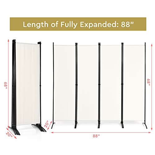 Giantex 5.6 Ft Tall 4 Panel Room Divider White, Lightweight Portable Folding Privacy Screen, Freestanding Partition Wall Divider and Separator for Bedroom Home Office Apartment Studio Giantex