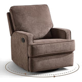 ANJ 360° Swivel Rocker Recliner Chair for Adults, Classic Manual Glider Recliners with Overstuffed Backrest, Upholstered Rocking Reclining Sofa Chair for Living Room, Brown
