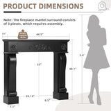 EPICOZY Modern Fireplace Mantel Surround, Decorative Wooden Freestanding Mantel for Electric Fireplace, Waterproof & Anti-Tipping, Premium MDF Mantel with Leg for Living Room, Black EPICOZY