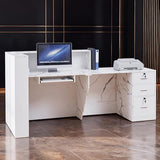 Zethvax L-Shaped Reception Desk,Large Front Desk with Keyboard Tray, Lockable Drawers & File Cabinet, Receptionist Desk for Checkout,Lobby and Beauty Salon Zethvax