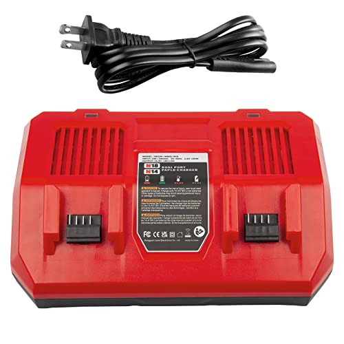 Dual Battery Charger Replace for M18 Milwaukee 6A Rapid Lithium Charger to Charge 14.4V-18V XC Lithium-ion Battery 48-59-1890 48-59-1812 48-11-1850 48-11-1820 48-11-1835 48-59-1802 - WoodArtSupply