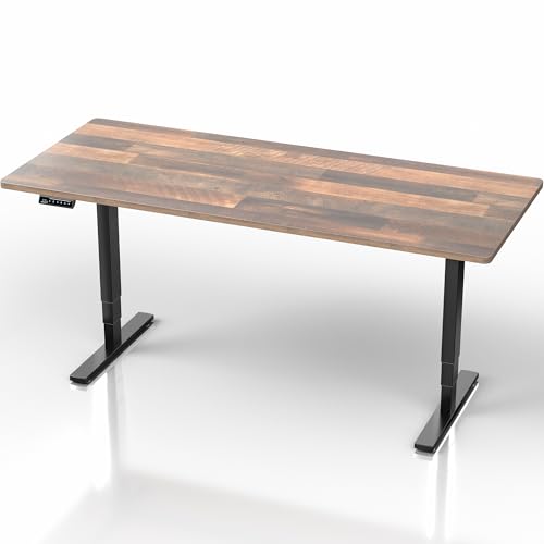 VIVO Electric 71 x 30 in Standing Desk, Touch Screen Adjustment, 220 lb Frame Support, 2E Series, Reclaimed Wood Top Black Frame, DESK-KIT-2E71P VIVO