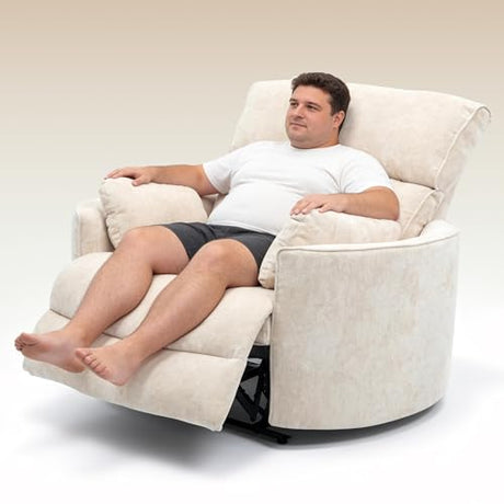 Keydo 52" Oversized Power Recliner Chair for Big and Tall, Heavy Duty 450 lbs Electric Recliner with Extra Wide Seat, USB Type-C Ports for Living Room & Home Theater Beige Keydo