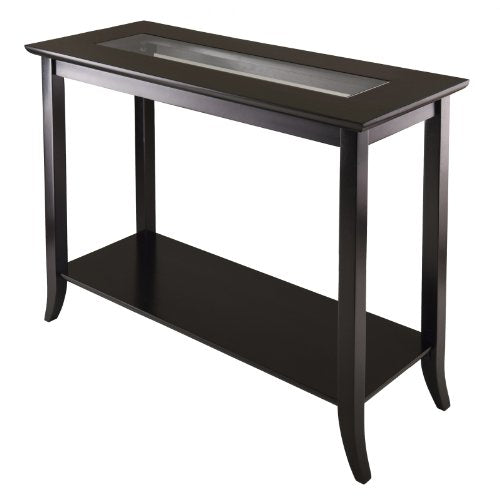 Winsome Genoa Console Table with Glass Top and Shelf, 40-Inch, Espresso, for Living Room, Hallway, or Entryway Winsome