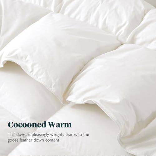 Ltinhome Feathers & Down Comforter, Organic Duvet Insert, 100% Cotton Shell, Ethically-sourced Feathers and Down Filler, All Season Warm, Twin Size, White Ltinhome