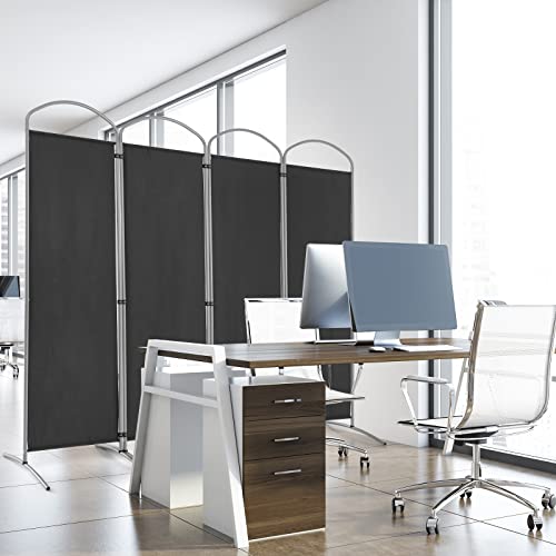 Giantex 6.2Ft Folding 4-Panel Room Divider Grey - 87" Wide Freestanding Foldable Fabric Privacy Screen, Lightweight Portable Partition Wall Divider and Separator for Home Office, Apartment, Studio Giantex
