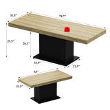 WOODTIME Extendable Conference Table for 6-8 People, 63" to 78.7" Rectangle Meeting Seminar Table for Office Conference Room, Black & Brown WOODTIME