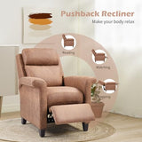 IOMOR Push Back Recliner Chair, Faux Leather Lounge Armchair with Footrest, Decoration Single Sofa Accent Chair for Living Room, Bedroom, Small Spaces (1, L-Brown)