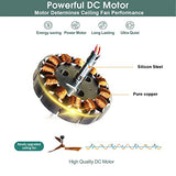 Sofucor 52 Inch Wood Remote Control Dimmable Light Reversible DC Motor Modern Ceiling Fan for Kitchen Bedroom Basement Dining Living Room Dark Wood Sofucor