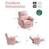 Rhevoy Oversized Power Recliner Chair Swivel Glider with Massage and Heat, Rocker Nursery Recliner for Adults with Adjustable Headrest, 26" Extra Wide Nursery Chair with Overstuffed Armrest,Pink