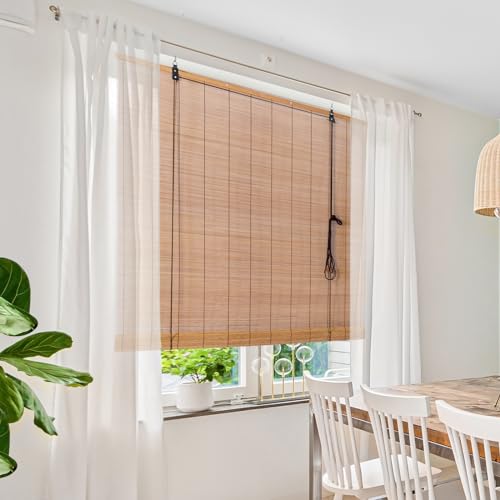 Natural Bamboo Roll-Up Shades for Indoor and Outdoor Spaces (24''W x 72''H)