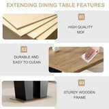 HomVent 9 Piece Extendable Dining Table Set for 8 with Chairs, 63"-78.7" 8 Person Dining Room Table Sets for 4-10 People, Wood Rectangle Farmhouse Expandable Kitchen Table Chairs Set of 8, Dinner Set HomVent