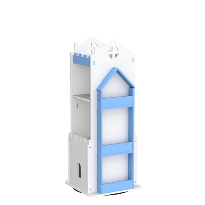 MYOYAY 360° Rotating Children's Bookshelf - 3 Tier Swivel Bookcase in Blue, Ideal for Kids' Bedroom Storage - WoodArtSupply