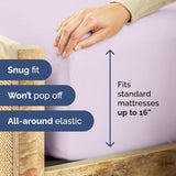 Full Fitted Bed Sheet - Bottom Single Fitted Sheet Only - Ultra-Soft Hotel Luxury Bedding w/ 8-16 Inch Deep Pockets - Breathable & Wrinkle Free - Easy-Care, Fade & Shrink Resistant - Light Lavender CGK Unlimited