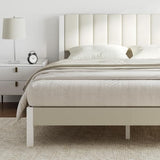 Novilla Full Bed Frame with Piano Keys Headboard and Footboard, Metal Platform Bed Frames Full Size, No Box Spring Needed, Easy Assembly, Steel Slats Support, Velvet White Novilla
