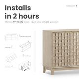 COLAMY Fluted Sideboard Cabinet with Storage – Solid Wood Buffet for Dining Room, Credenza Console with Adjustable Shelves, Walnut Finish, Mid Century Modern Style,Oak White COLAMY