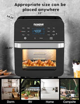 Nuwave Brio Air Fryer Oven, 15.5Qt X-Large Family Size, SS Rotisserie Basket &Skewer-Kit, Reversible Ultra Non-Stick Grill/Griddle Plate, Powerful 1800W, Integrated Smart Thermometer,Black Nuwave