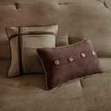 Madison Park Boone Cozy Comforter Set, Faux Suede, Deluxe Hotel Styling All Season Down Alternative Bedding Matching Shams, Decorative Pillow, King (104 in x 92 in), Rustic Brown 7 Piece Madison Park