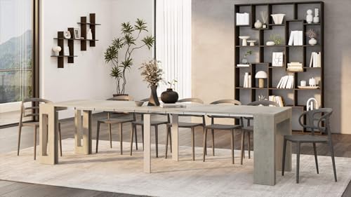 Mobili Fiver, Easy, Extendable Console Table with Extension Leaves Holder, 17.7(120.1) x35.4 in, Concrete Effect, Grey, Made in Italy Mobili Fiver