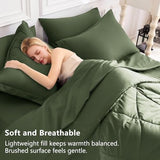 CozyLux King Size Comforter Set Olive Green - 7 Pieces Bed in a Bag King, Luxury Soft Bed Set for All Seasons, Bedding Set with Down Alternative Comforter, Sheets, Pillowcases & Shams CozyLux