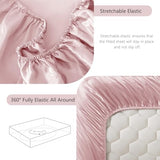 CozyLux Satin Fitted Sheet Twin Size, Pink Silky Satin Bed Fitted Sheet Only with Silky Microfiber, Deep Pocket, Single Bottom Sheet Sold Separately, Breathable, Smooth and Soft CozyLux