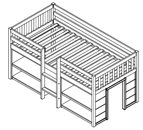 Softsea Twin Low Loft Bed with 2-Tier Shelves & LED Light in White - WoodArtSupply