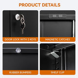 BESFUR Metal Storage Cabinet, Garage Storage Cabinet with 2 Drawers and Adjustable Shelf, Locking Short Storage Cabinet for Office Garage Home, Black Metal Cabinets(36" H x 31.5" W x 16" D) BESFUR