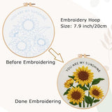 Nuberlic Sunflower Embroidery Kit for Beginners -Adults Starter Cross Stitch Kit DIY Needlepoint with Hoop, Pre-Printed Fabric, Threads & Step-by-Step Guide