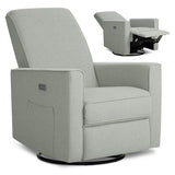 évolur Harlow Upholstered Power Glider Recliner with USB Charging – Rocking & 275° Swivel with Smooth Glide – Greenguard Gold & FSC Certified – Modern Nursery and Living Room Chair in Light Grey
