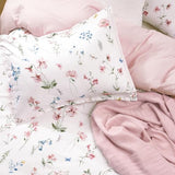 PHF Ultra Soft Floral Duvet Cover Queen Size, Printed Bedding Set 3 Pieces, Comfy Durable Farmhouse Duvet Cover Set with 2 Pillow Shams, Zipper Closure and 8 Ties, 90"x90", White & Pink PHF