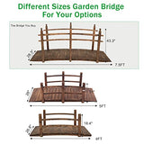VINGLI 7.5 ft Garden Bridge, Arch Walkway Wooden Bridge with Safety Rails Stained Finished, Decorative Landscaping Footbridge for Koi Pond, Dry Creek Bed, Garden Pathway or Rustic Wedding Decor VINGLI