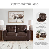 Signature Design by Ashley Santorine Transitional Tufted Leather Match Loveseat, Dark Brown Signature Design by Ashley