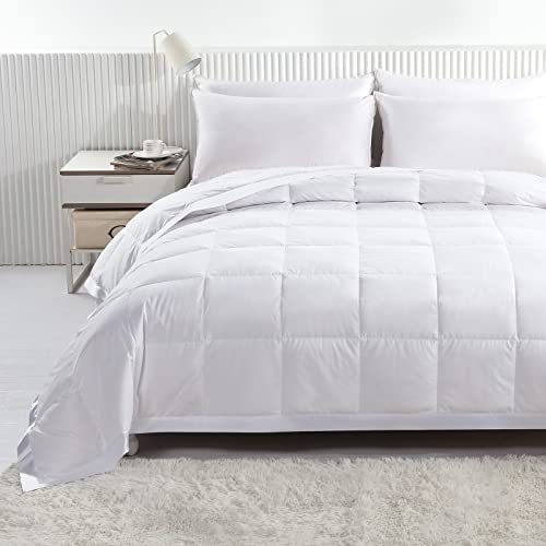 APSMILE Lightweight Down Feather Fibers Blanket, Summer Cooling Down Feather Fibers Comforter Twin Size, Ultra-Soft Breathable Thin Bed Quilt Duvet with Satin Trim(Twin, Cream White) APSMILE