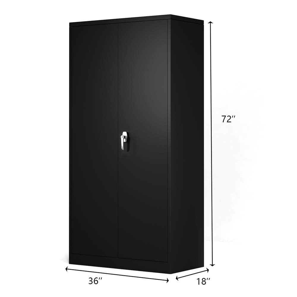 Storage Cabinet with Shelves Doors,72" Tall Black Metal Storage Cabinet High Tall for Office Home Kitchen Garage Warehouse(72" H) Chino