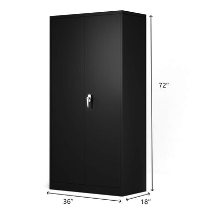 Storage Cabinet with Shelves Doors,72" Tall Black Metal Storage Cabinet High Tall for Office Home Kitchen Garage Warehouse(72" H) - WoodArtSupply