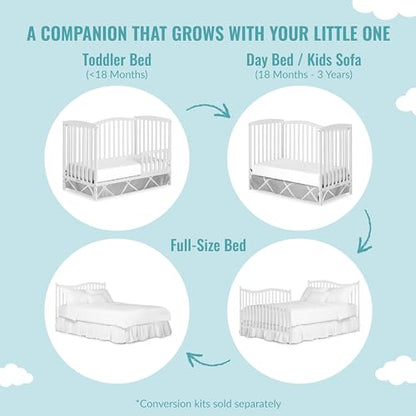 Dream On Me Chelsea 5-In-1 Convertible Crib In White, JPMA Certified - WoodArtSupply