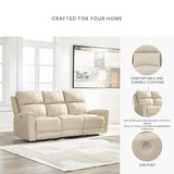 Signature Design by Ashley Dahlmoore Modern Leather Match Power Reclining Sofa with USB Ports, Beige Signature Design by Ashley