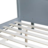 PVWIIK Twin Over Full Bunk Bed with Slide & 2 Drawers for Boys,Girls Bedroom,Rubber Wood Bed Frame W/Storage Shelves for Adult,Teenagers,No Box Spring Needed, Grey PVWIIK