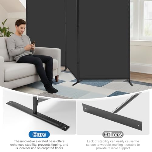 AKTOP Room Divider 3 Panel, Folding Fabric Wall Divider for Room Separation, Portable Room Partitions and Dividers 103"W x 70''H, Freestanding Privacy Screen for Office, Dorm, Studio, Classroom, Black AKTOP