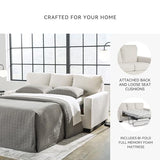 Signature Design by Ashley Rannis Coastal 2-in-1 Sofa Sleeper with Folding Gel Memory Foam Mattress, Full, White Signature Design by Ashley