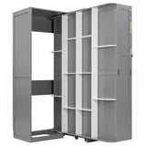 Merax Rotating Queen Murphy Bed with Hidden Storage Racks, Space-Saving Multifunctional Wall Bed for Home Office & Small Rooms Merax