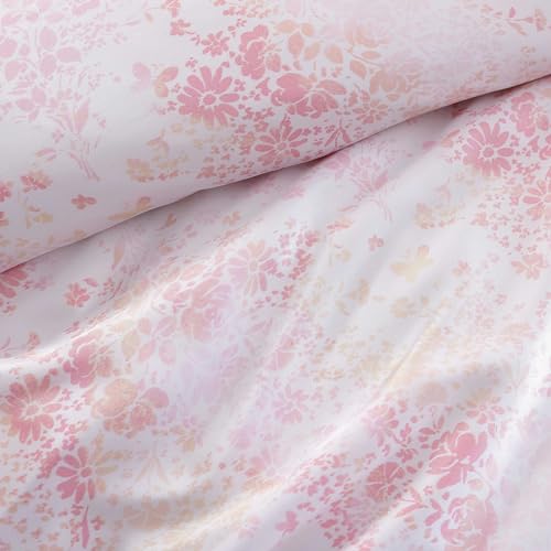 Betsey Johnson - Queen Duvet Cover Set, Silky Smooth Bedding with Shiny Satin Weave & Internal Corner Ties, 3 Piece Bed Set with Matching Pillowcases (Butterfly Garden Pink) Betsey Johnson