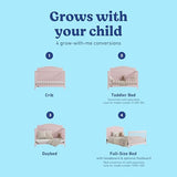 Graco Paris 4-in-1 Convertible Crib – GREENGUARD Gold Certified, Converts to Toddler Bed and Daybed, Fits Standard Full-Size Crib Mattress, Adjustable Mattress Support Base (Blush)