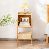 Welnow Natural Modern End Table, Bamboo Nightstand with 1 Tier Storage Space Open Shelf Side Table Cabinet Bedside Table Practical Sofa Side Table for Bedroom, Living Room,Small Welnow