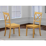 East West Furniture Boston Kitchen Dining Cross Back Wooden Seat Chairs, Set of 2, Oak East West Furniture
