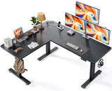 SIAGO L-Shaped Standing Desk - 63 x 55 Inch Adjustable Corner Standing Desk with Charging Station - L Shape Sit Stand Table with Memory Controller, Splice Board for Home Office SIAGO