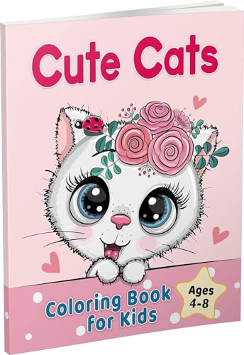 Cute Cats Coloring Book for Kids Ages 4-8: Adorable Cartoon Cats, Kittens & Caticorns (Coloring Books for Kids) WoodArtSupply