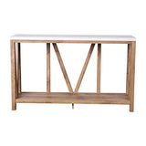 BizChair Farmhouse 2-Tier Console Table - Warm Oak Finish Engineered Wood Frame - Marble Finish Tabletop - for Entryway or Living Room BizChair